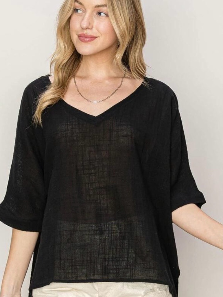Hyfve Black Lightweight V-Neck Tunic Top